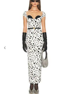 NWT Rowen Rose Sleeveless Long Dress in Black Dalmation size 36 / US 2
